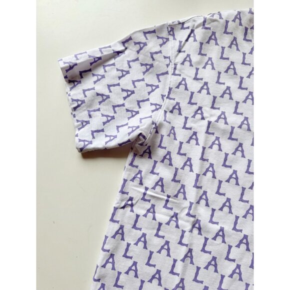NWOT MLB LA DODGERS White Purple Monogram Logo Cotton Crew Neck T-Shirt, Size XS - Picture 7 of 13